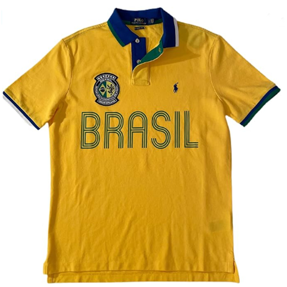 Men's Polo MESH Classic FIT National Team Soccer Polo Size XXL Brasil Yellow